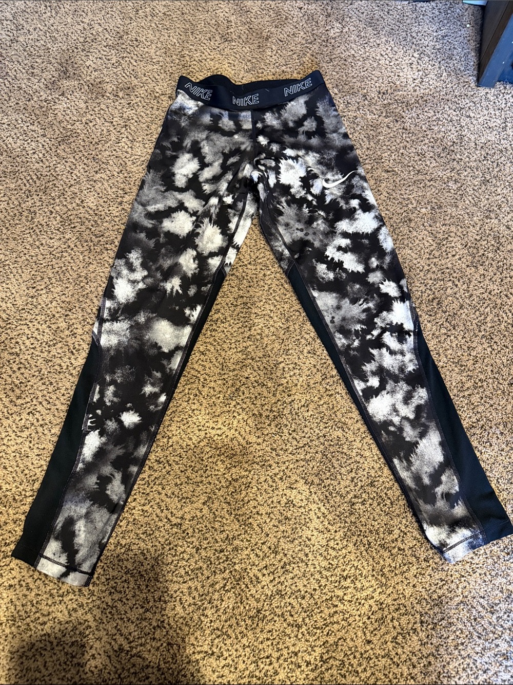 Nike Black & White Tie-Dye Performance Leggings